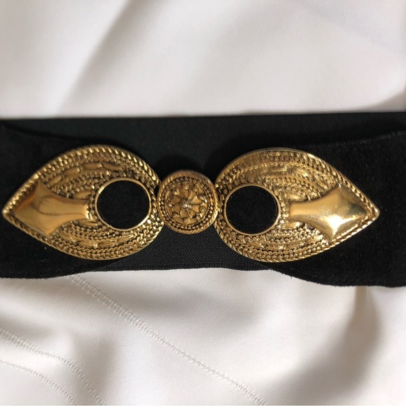 Vtg 1980s Asymmetrical Black Stretchy Waist Belt - Picture 14 of 14